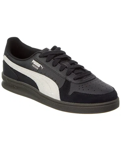 Puma Indoor Leather Sneaker In Black