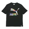 Puma Intl Tee Multi-color Logo Printing Sports Round Neck Short Sleeve Black In Black