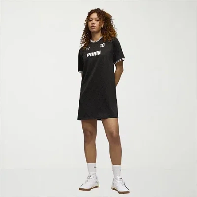 Puma Jersey Womens Short Sleeve Active Shirt Dress In Black