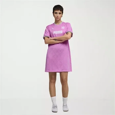 Puma Jersey Womens Short Sleeve Active Shirt Dress In Purple