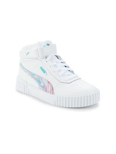 Puma Kid's Carina 2.0 Mid Top Sneakers In White