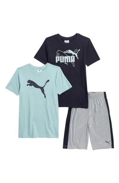 Puma Kids' 3-piece Graphic T-shirt & Shorts Set In Blue