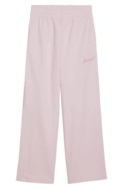 Puma Kids' Bloom French Terry Wide Leg Pants In Pink