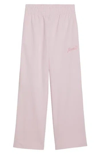 Puma Kids' Bloom French Terry Wide Leg Pants In Light Pink/white