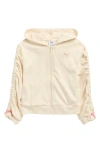 Puma Kids' Bow Society Ruched Sleeve Zip-up Hoodie In White