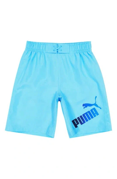 Puma Kids' Cat Gradient Logo Swim Trunks In Blue Aqua
