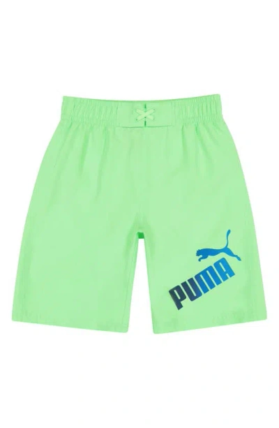 Puma Kids' Cat Gradient Logo Swim Trunks In Green