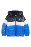 Puma Kids' Colorblock Water Resistant Puffer Jacket In Blue