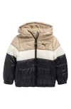 Puma Kids' Colorblock Water Resistant Puffer Jacket In Brown