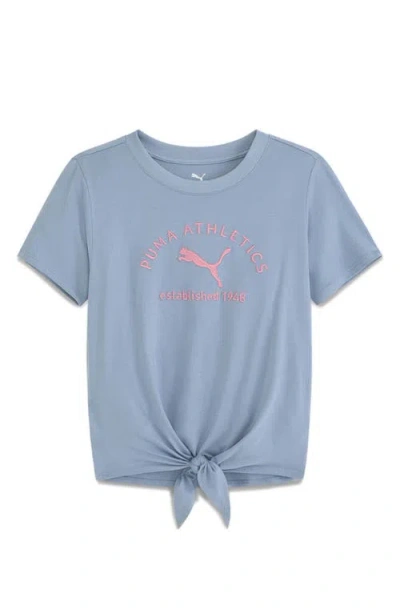 Puma Kids' Embroidered Tie Hem T-shirt In Blue