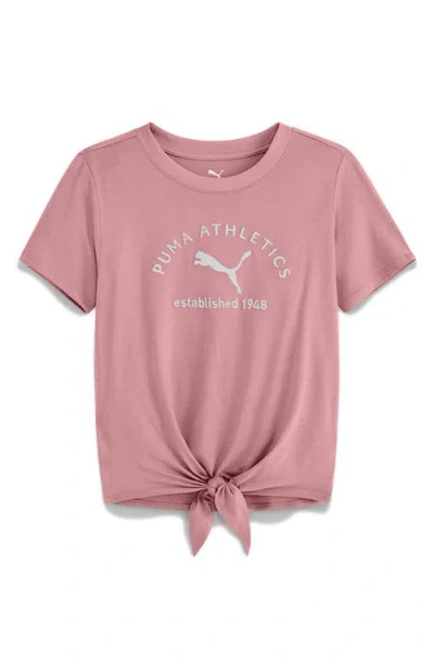 Puma Kids' Embroidered Tie Hem T-shirt In Pink