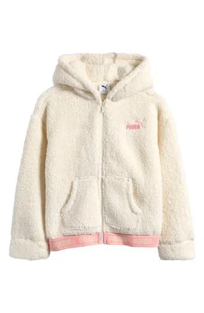Puma Kids' Faux Shearling Zip Hoodie In Animal Print