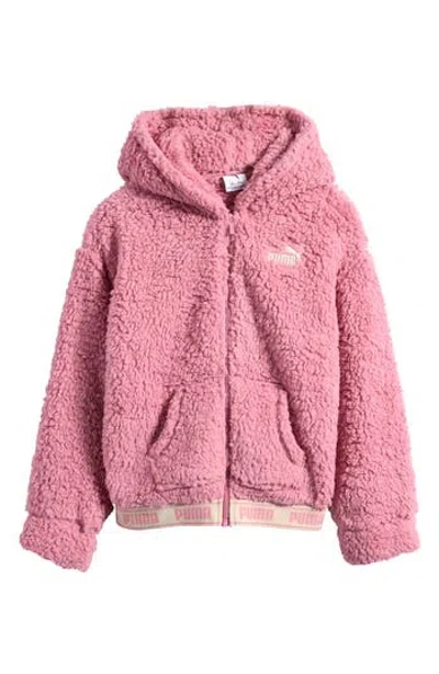 Puma Kids' Faux Shearling Zip Hoodie In Animal Print