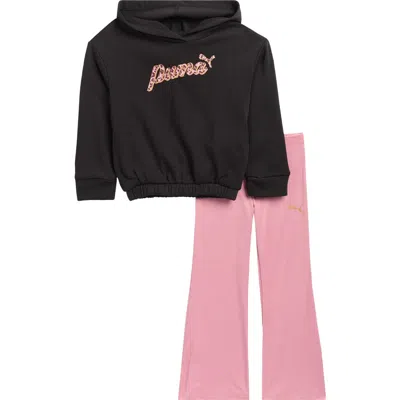 Puma Kids' Fleece Hoodie & Flared Leggings Set In Multi