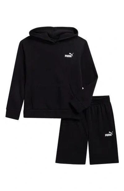 Puma Kids' Fleece Hoodie & Shorts Set In Black