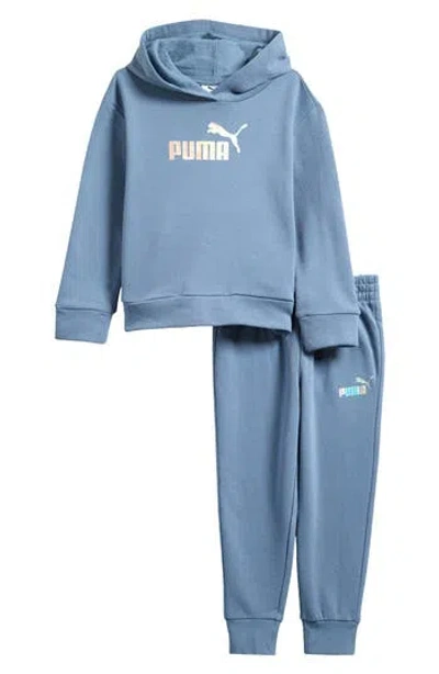 Puma Kids' Fleece Pullover Hoodie & Joggers Set In Blue