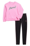 Puma Kids' Fleece Sweatshirt & Joggers Set In Pink