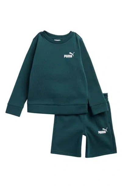 Puma Kids' Fleece Sweatshirt & Shorts In Green