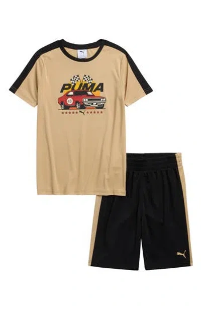 Puma Kids' Graphic T-shirt & Shorts Set In Brown
