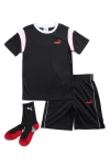 Puma Kids' Interlock Mesh T-shirt, Shorts & Socks Set In Black