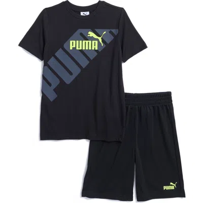 Puma Kids' Jersey Graphic T-shirt & Shorts Set In Black