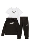 Puma Kids' Graphic Hoodie, T-shirt & Joggers Set In Black