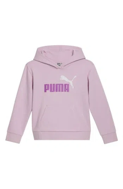 Puma Kids' Logo Fleece Hoodie In Purple/white