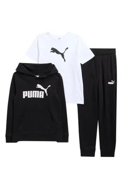 PUMA PUMA KIDS' LOGO FLEECE HOODIE, T-SHIRT & JOGGERS SET