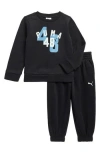 Puma Kids' Logo Fleece Pullover & Joggers Set In Black
