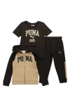 Puma Kids' Logo Fleece Zip Hoodie, Jersey T-shirt & Joggers Set