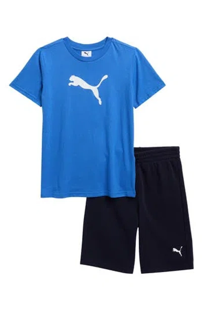 Puma Kids' Logo Graphic T-shirt & Shorts In Blue