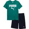 Puma Kids' Logo Graphic T-shirt & Shorts In Green