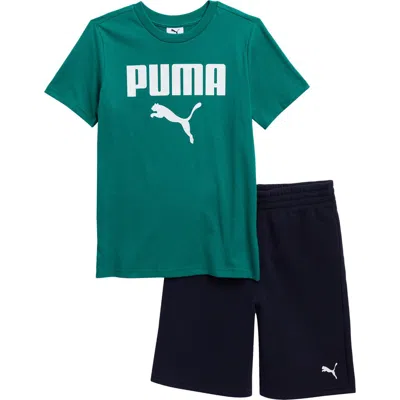 Puma Kids' Logo Graphic T-shirt & Shorts In Green