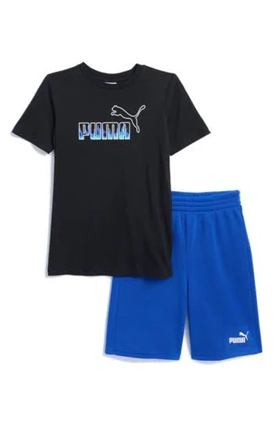 Puma Kids' Logo Graphic T-shirt & Shorts Set In Black