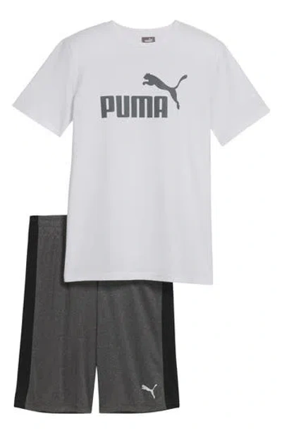 Puma Kids' Logo Graphic T-shirt & Shorts Set In White Traditional