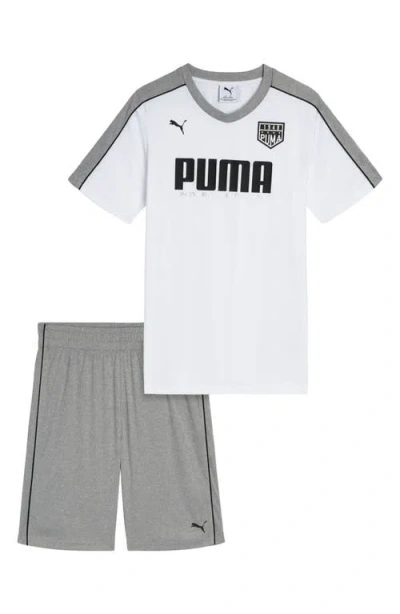Puma Kids' Logo Graphic T-shirt & Shorts Set In Gray