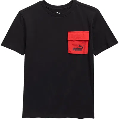 Puma Kids' Logo Pocket T-shirt In Blue