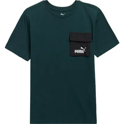 Puma Kids' Logo Pocket T-shirt In Green