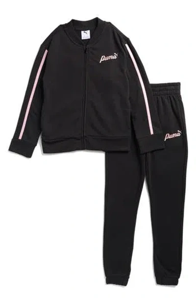 Puma Kids' Logo Print Fleece Jacket & Pants Set In Black