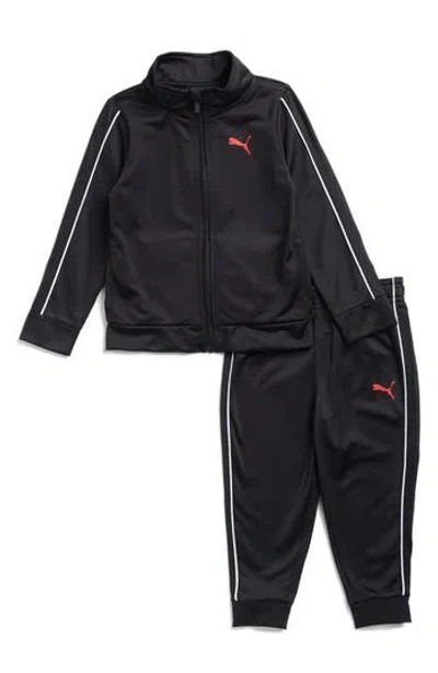 Puma Kids' Logo Print Tricot Track Jacket & Joggers Set In Black