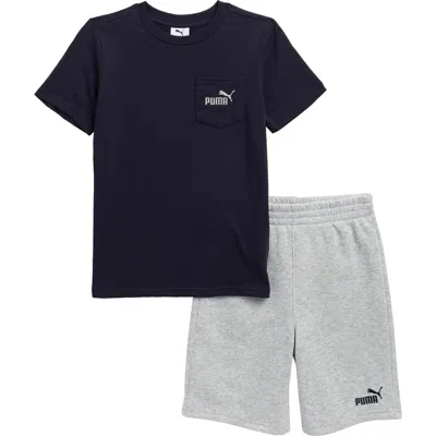 Puma Kids' Logo T-shirt & Shorts In Blue