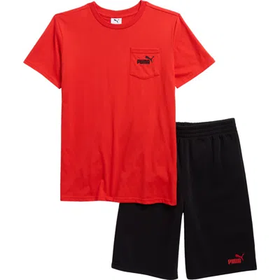 Puma Kids' Logo T-shirt & Shorts In Red