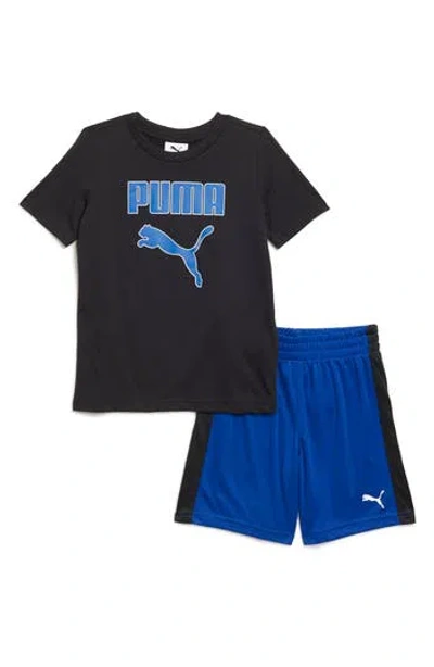 Puma Kids' Logo T-shirt & Shorts Set In Black