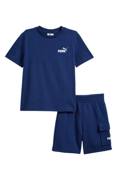 Puma Kids' Logo T-shirt & Shorts Set In Blue