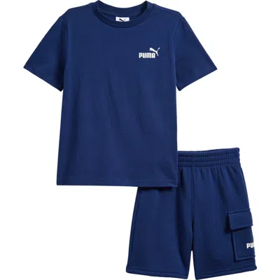 Puma Kids' Logo T-shirt & Shorts Set In Blue