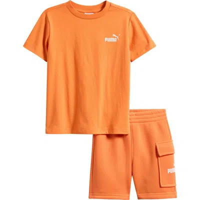 Puma Kids' Logo T-shirt & Shorts Set In Orange