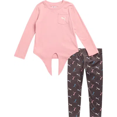 Puma Kids' Long Sleeve Pocket T-shirt & Leggings Set In Multi