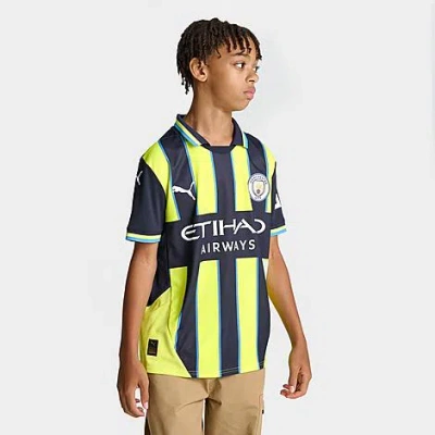 Puma Manchester City 24/25 Away Replica Big Kids' Soccer Jersey In New Navy-yellow Glow