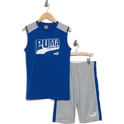 Puma Kids' Muscle Tank & Shorts Set In Blue