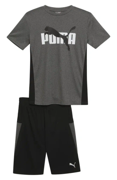 Puma Kids' Performance Graphic T-shirt & Shorts Set In Charcoal